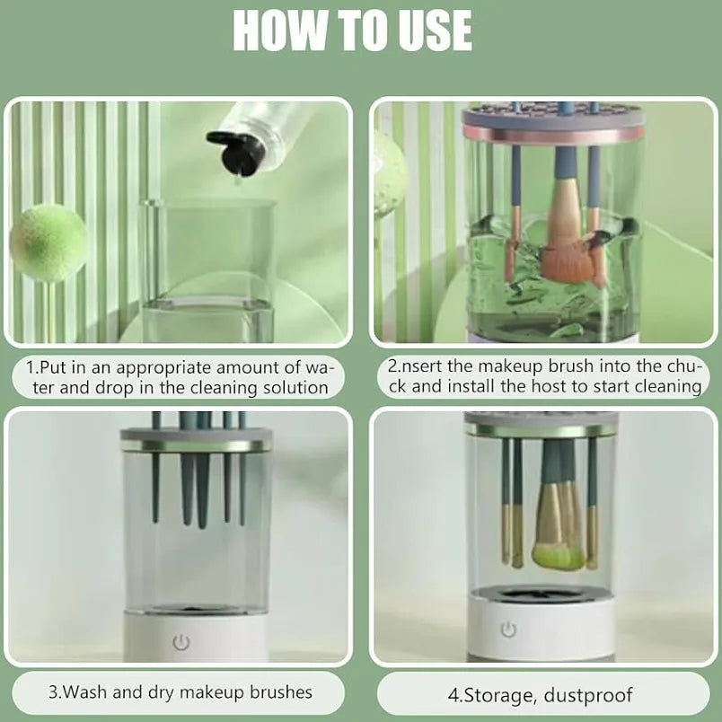 Electric automatic makeup brush cleaner