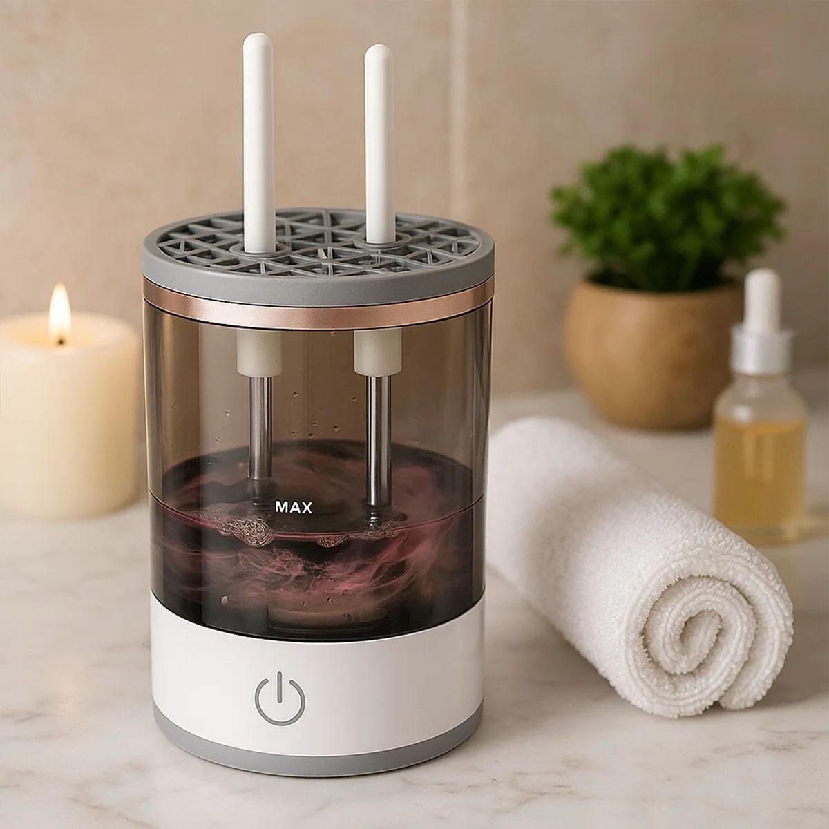 Electric automatic makeup brush cleaner